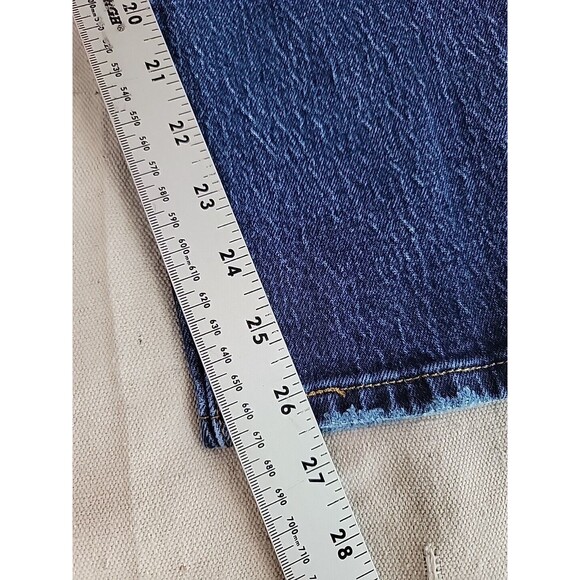 Levis 501 Jeans Mens 32x286 Dark Blue Button Fly Distressed Mid Rise Stretch - Picture 3 of 14